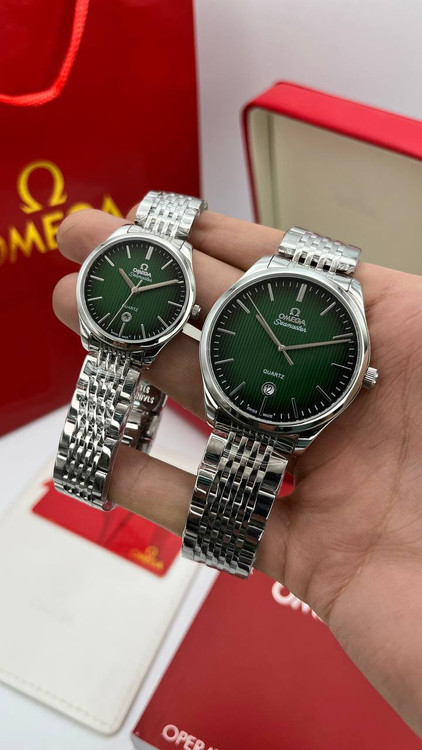 ساعت مچی ست امگا سیلور صفحه سبز